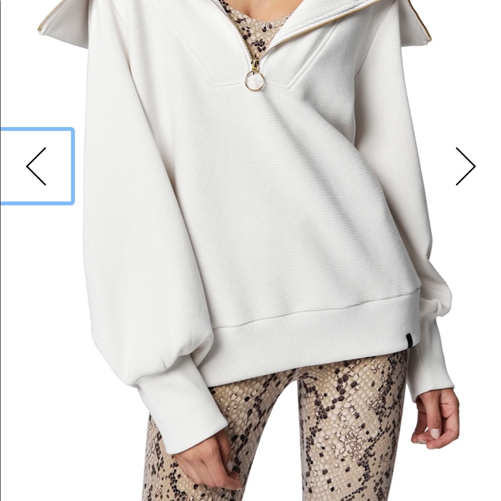 Varley oversized 1/2-Zip vine pullover sweatshirt, white XS